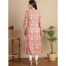 Secret Wish Peach Floral Cotton Maternity Kurta image 3