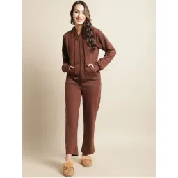 Secret Wish Women Fleece Winter Night Suit Brown (Set of 2)-picture-11