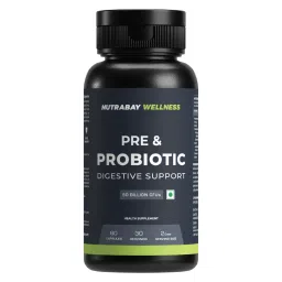 Nutrabay Wellness Pre & Probiotic Digestive Support 50 Billion Cfus - 60 Veg Capsules | Improves Digestion & Immunity | Probiotic Supplement For Men And Women-image-4