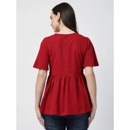 Zelena Cotton Stretch Maternity Top - Red image 2