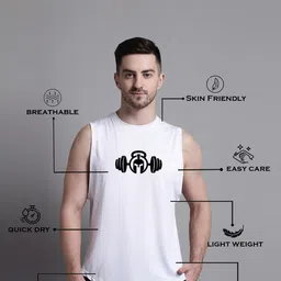 Friskers Printed Sleeveless Micro Fibre Gym Vests MD429-3678-02-S image 3