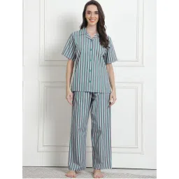 Secret Wish Striped Green Cotton Night Suit (Set of 2)-picture-18