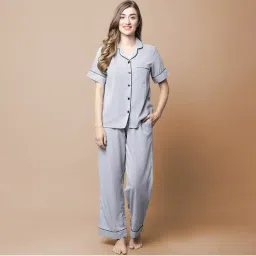 Secret Wish Black & White Striped Cotton Night Suit (Set of 2)-picture-13