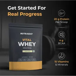 NUTRABAY Gold Vital Whey Protein | 20g Protein, 4g BCAA Per Serving | Lean Muscle Building, Fast Recovery | Whey Protein For Beginners | Kesar Kulfi Flavour - 1kg image 5