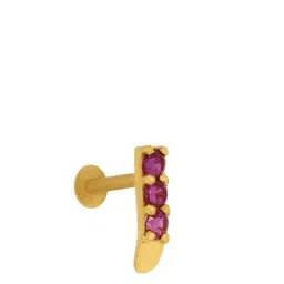 BHIMA 22KT (916) BIS Hallmark J Tri Stones Studded Nose pin- 0.34 gm-picture-27