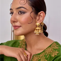 Tangerine Paan White Drop Earrings-picture-24