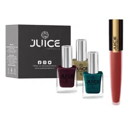 JUICE Set of 3 One Coat Nail Polishes with Lip Tint - Red Velvet M-07 image 2