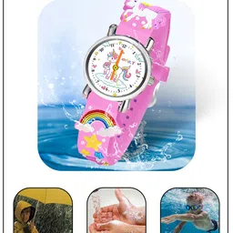Spiky Kids Round Dial & Textured Strap Analogue Watch- SPKEVA9_UNI_PINK image 3