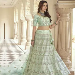 Fusionic Embroidered Sequinned Semi-Stitched Lehenga & Unstitched Blouse With Dupatta-picture-29