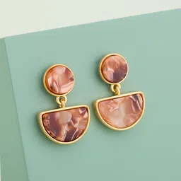 Kushal's Fashion Jewellery Gold-Plated Zircon Studded Geometric Shaped Drop Earrings-picture-28