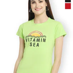 Fabflee Women Multicoloured 3 Printed V-Neck T-shirt-picture-40