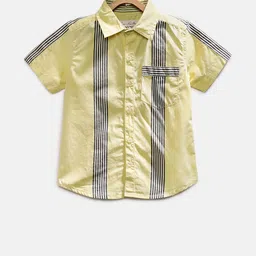 TONYBOY Boys Yellow Regular Fit Striped Casual Shirt-image-65