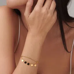 PALMONAS Women Gold-Toned Gold-Plated Multistrand Bracelet image 5