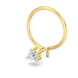 KUBERBOX 18K Yellow Gold 0.07 Carat 3 Prongs Nose Pin-picture-2