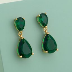 Kushal's Fashion Jewellery Gold-Plated Zircon Studded Teardrop Shaped Drop Earrings-picture-36
