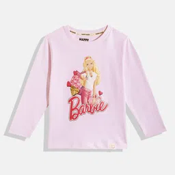 Happy Faces Girls Barbie Printed Pure Cotton T-shirt-picture-31