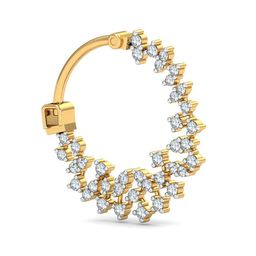KUBERBOX 18K Yellow Gold Scattered Diamond Nose Ring-image-10