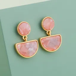 Kushal's Fashion Jewellery Gold-Plated Zircon Studded Geometric Shaped Drop Earrings-picture-29