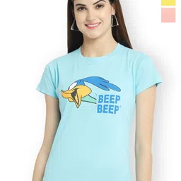 Fabflee Women Multicoloured 3 Printed V-Neck T-shirt-picture-35