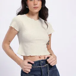 glitchez Vertically Self-Striped Round Neck Crop Top-picture-18