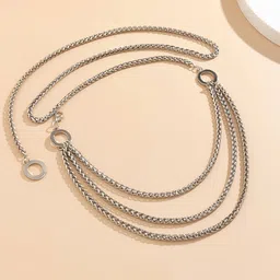 Yellow Chimes Silver Plated Triple Layer Waist Chain-picture-20