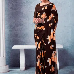 sanjana  silk SANJANA SILK Pure Georgette Floral Saree with Blouse-picture-33