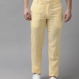 Hangup Men Yellow Solid Regular Fit Regular Trousers-picture-19