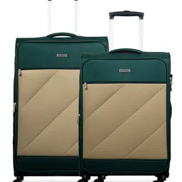 CARRIALL Green & Beige Color-Blocked  Large & Medium Combo Set of 2 Trolley Bag-picture-31