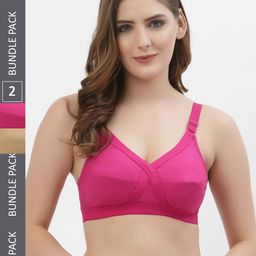 Floret Pack of 2 Solid Non-Wired Non Padded Everyday Bra CrossFit_Magenta-Nude_40B-picture-26