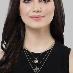 Bohey by KARATCART Gold-Plated Stone Studded Layered Chain-picture-23