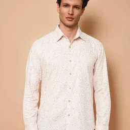 Crimsoune Club Men Pink Slim Fit Floral Printed Pure Cotton Casual Shirt-image-60