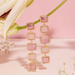 Zaveri Pearls Gold-Plated Contemporary Stone Studded Drop Earrings-picture-24