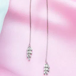 Zavya 925 Sterling Silver Rhodium-Plated Leaf Shaped Drop Earrings-picture-57