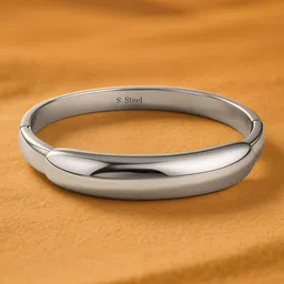 Rubans Voguish Silver Plated Stainless Steel Tarnish-Free Demi-Fine Bangle Bracelet-picture-37