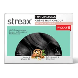 Streax Vitamin Shine Long Lasting Ammonia-Free Creme Hair Colour 225ml - Natural Black 1-image-61