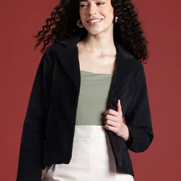 Leather Retail Solid Lightweight Lapel Collar Velvet Jacket-picture-1