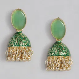 Estele Gold-Plated Stone-Studded & Beaded Dome Shaped Jhumkas-picture-31
