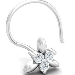 KUBERBOX Zora Floral 18KT White Gold Diamond-Studded Nose Pin-0.52gm-image-25