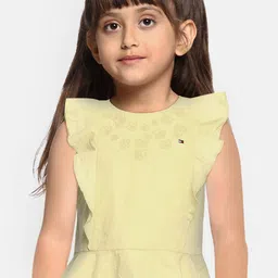 Tommy Hilfiger Yellow Floral Embroidered Pure Cotton Peplum Top-picture-32