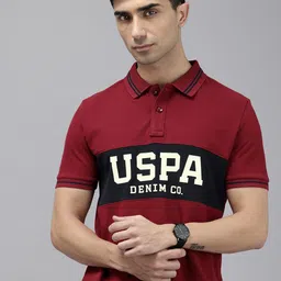 U.S. Polo Assn. Denim Co. Pure Cotton Brand Logo Printed Polo Collar Slim Fit T-shirt image 1