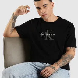 Calvin Klein Jeans Men Brand Logo Printed Round Neck Pure Cotton T-shirt-picture-41