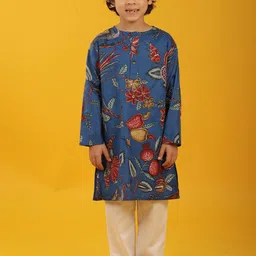 Anthrilo Boys Floral Printed Cotton Kurta with Pyjamas-image-76