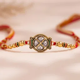 Voylla Graceful Kundan Studded Polki Designer Thread Rakhi-picture-38