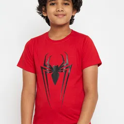 Marvel by Wear Your Mind Boys Red Typography Printed Raw Edge T-shirt-image-57