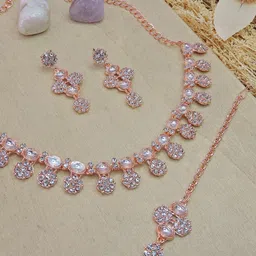 VATSALYA creation Alloy Gold- plated White Jewellery Set-picture-21