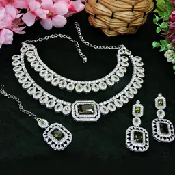VATSALYA creation Alloy Gold- plated Green Jewellery Set-picture-21