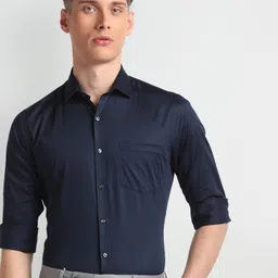 Arrow Men Slim Fit Cutaway Collar Formal Pure Cotton Shirt-picture-41