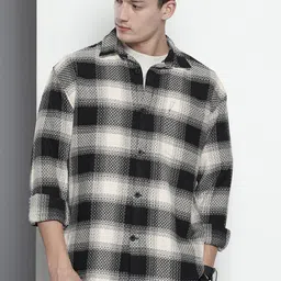 The Indian Garage Co Pure Cotton Textured Opaque Checked Casual Shirt-picture-39