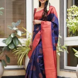 Zenophily Ethnic Motifs Woven Design Pure Silk Kanjivaram Saree-image-37