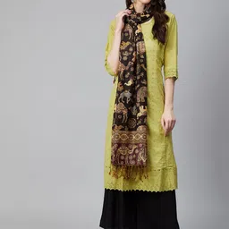 WEAVERS VILLA Women Coffee Brown & Beige Woven Design Stole-image-36